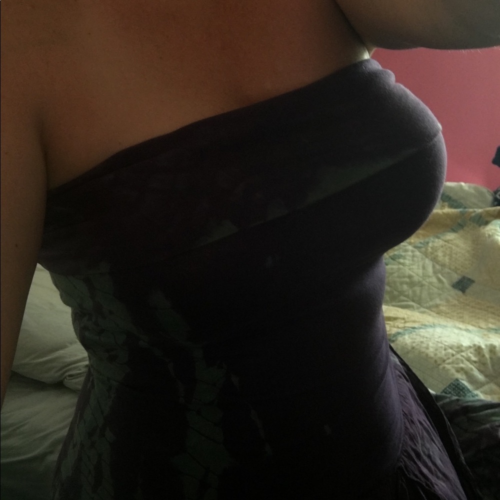 Tie dyed purple strapless sundress M boho